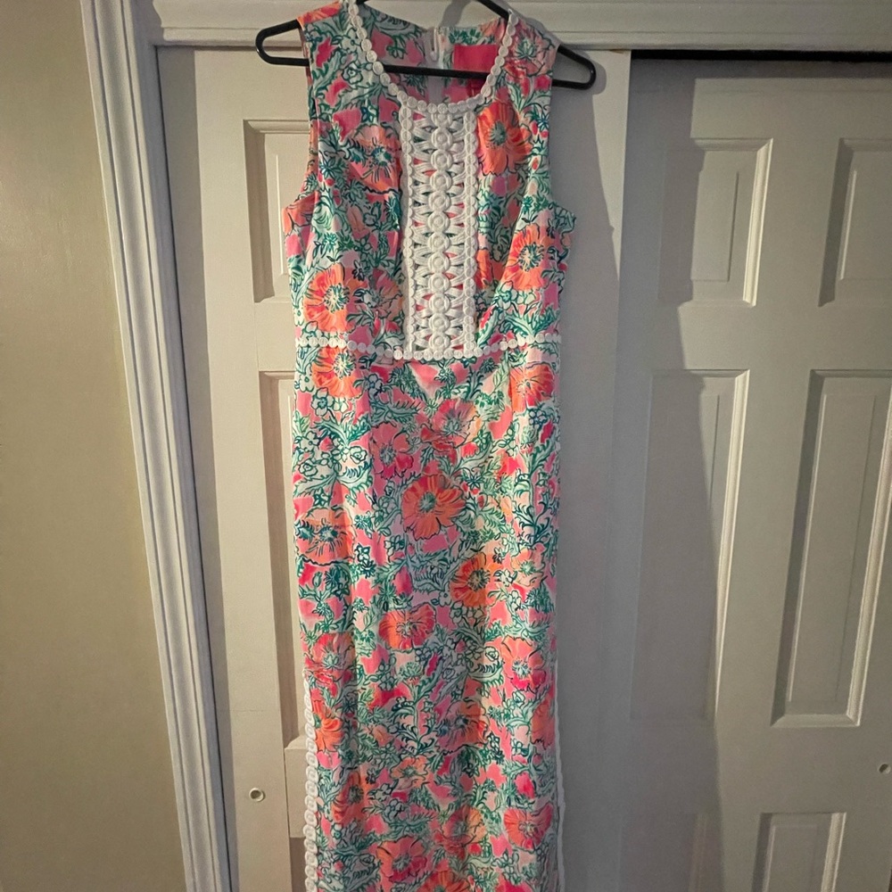 NWT Lilly Pulitzer Ashler Maxi dress solidly pink perfect poppy size 4